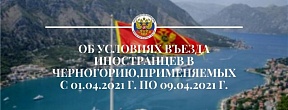 Сведения об условиях въезда иностранцев в Черногорию, применяемых с 05.06.2021 г. по 18.06.2021 г.