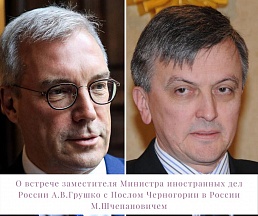 О встрече заместителя Министра иностранных дел Российской Федерации А.В.Грушко с Чрезвычайным и Полномочным Послом Черногории в Российской Федерации М.Шчепановичем